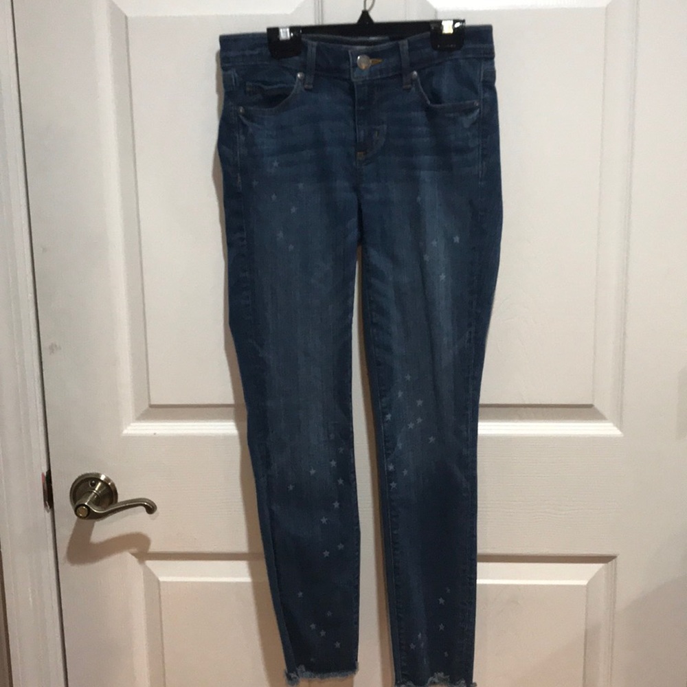 A blue pair of Loft jeans.